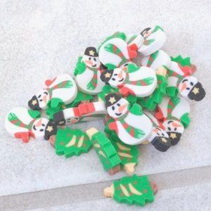 NEW Stationary Christmas Erasers Snowman and Christmas Tree